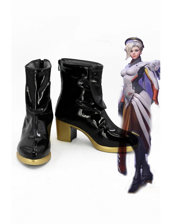 Overwatch OW Mercy PU Boots Cosplay Shoes