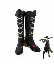 Overwatch OW Ashe Elizabeth Caledonia PU Leather Cosplay Boots