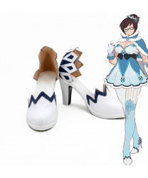 Overwatch OW MEI High Heel PU Leather Cosplay Shoes Boot