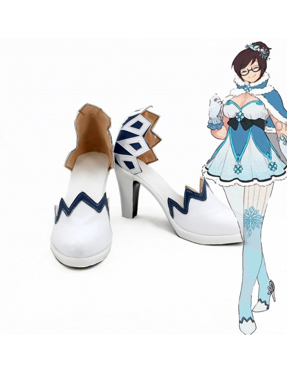 Overwatch OW MEI High Heel PU Leather Cosplay Shoes Boot