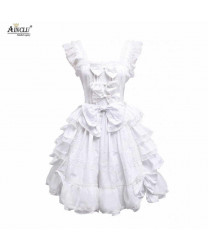 Sweet Multi Color Checked Chiffon Bow Tie With Short Sleeve Lolita Dress