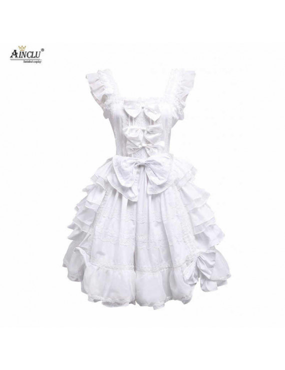 Sweet Multi Color Checked Chiffon Bow Tie With Short Sleeve Lolita Dress