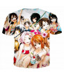 Shounen Anime Heroines Spandex Polyester 3 D Print T-Shirt O Neck