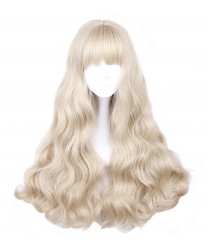 Pale Gold Long Curly Heat Resistant Fiber Sweet Lolita Wig
