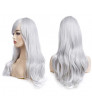 Gray Long Curly Heat Resistant Fiber Sweet Lolita Wig Centre Parting Bangs