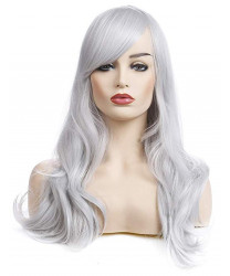 Gray Long Curly Heat Resistant Fiber Sweet Lolita Wig Centre Parting Bangs