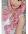 Pink with Gold Long Curly Heat Resistant Fiber Sweet Lolita Wig