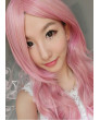 Pink with Gold Long Curly Heat Resistant Fiber Sweet Lolita Wig