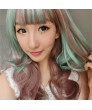 Cyan Rosy Brown Long Curly Heat Resistant Fiber Sweet Lolita Wig