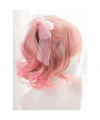 Light Yellow Pink Short Curly Sweet Lolita Wig