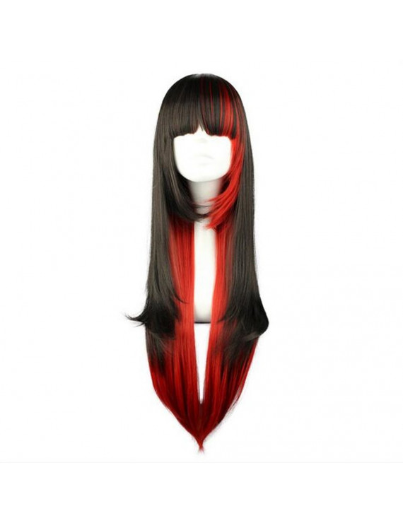 Black Red Long Straight Heat Resistant Fiber Sweet Lolita Wig