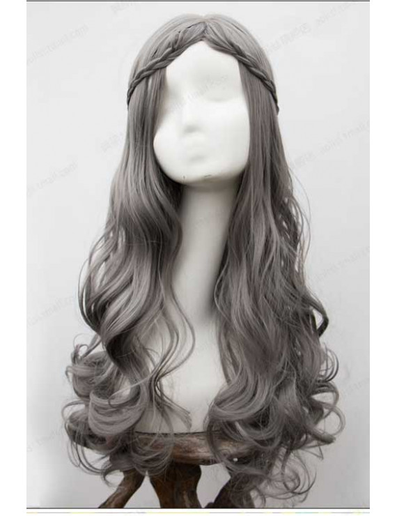 Gray Long Wave Curly Heat Resistant Fiber Lolita Wig