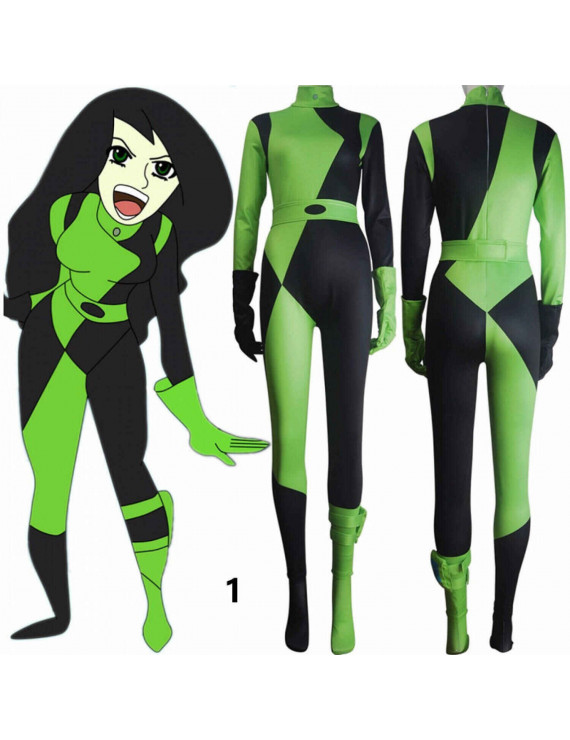 Kim Possible Shego Super Villain Cosplay Costume Jumpsuit Halloween Costume Superhero Cosplay