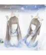 Gray Blue Two Color Long Curly Sweet Lolita Wig