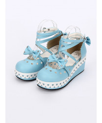 Sweet Lolita Shoes Round-toe Sweet Bowknot Lace Shoe