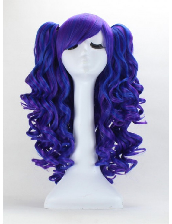 Blue And Purple Japanese Pick Long Curly Lolita Wig