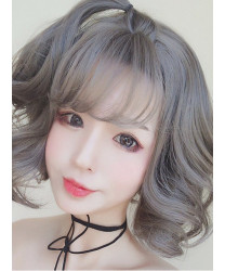 Grey Small Waves Short Curly Hair Harajuku Style Lolita Wig
