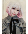 Short Curly Hair Silver Pink Gradient Lolita Wig