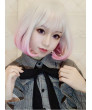 Short Curly Hair Silver Pink Gradient Lolita Wig