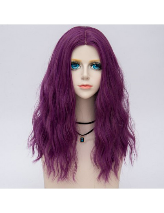 Long Taro Purple Curly Hair Lolita Wig with Air Bangs