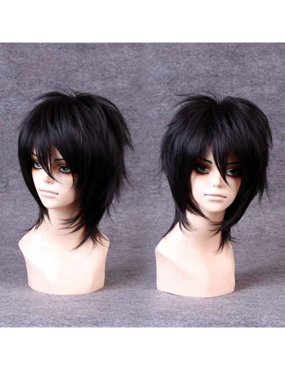 Black Short Layered Straight Heat Resistant Fiber Lolita Wig