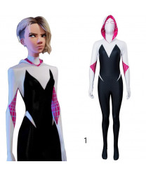 Gwen Stacy Cosplay Costume Into the Spider-verse Ghost Gwen Bodysuit Lycra Suit