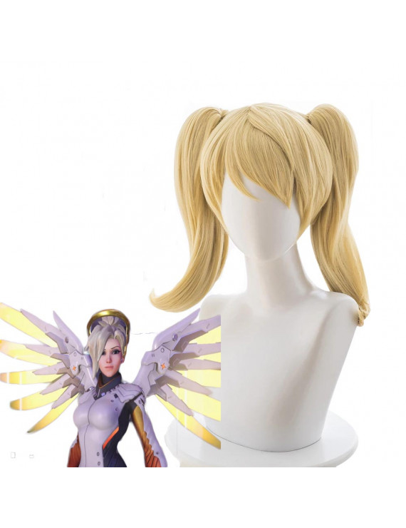 Overwatch Angela Zieler Yellow Blonde Cosplay Hair Wig