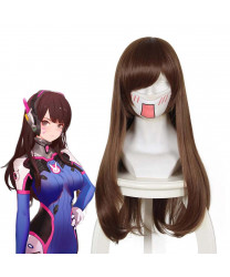 OW Overwatch DVA Song Hana Brown Long Cosplay Hair Wig