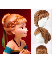 Frozen Princess Anna Coronate Highlight Bun Brown Cosplay Hair Wig