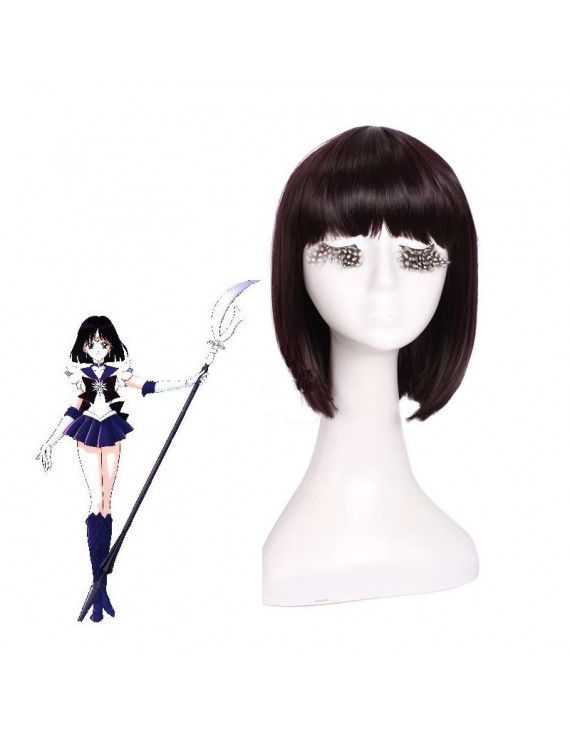 Sailor Moon Tomoe Hotaru Black Purple Cosplay Hair Wig