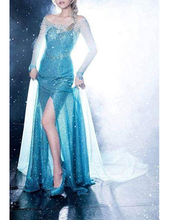 Frozen Elsa Princess Dress Cosplay Costume for Halloween Party
