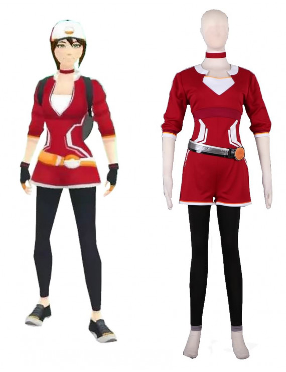 Pokemon GO Rose-Carmine Women's Junior Female Trainer Cosplay Costume