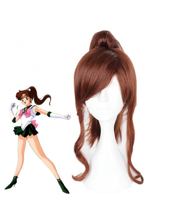 Sailor Moon Kino Makoto Long Brown Style Cosplay Hair Wig