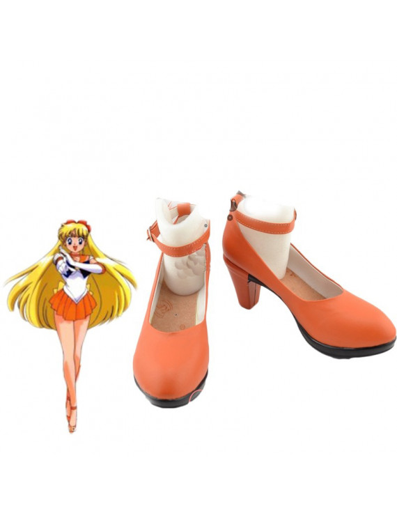 Customized Sailor Moon Minako Aino Cosplay Shoes PU Orange Shoes