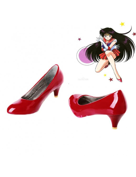 Customized Sailor Moon Hino Rei Red PU Cosplay Shoes