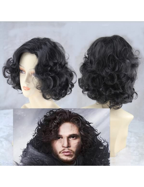 Game of Thrones Jon Snow Black Short Wavy Cosplay Wig