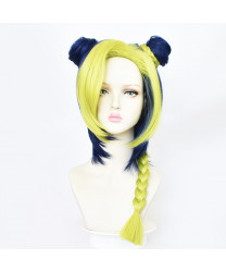 JOJO's Bizarre Adventure Jolyne Kujo Short Anime Cosplay Wig with Braids Buns Green