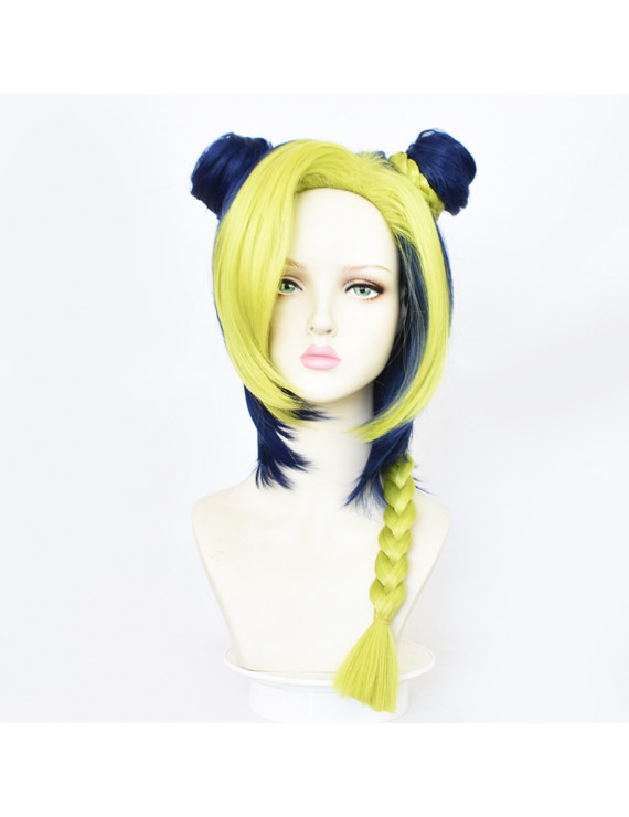 JOJO's Bizarre Adventure Jolyne Kujo Short Anime Cosplay Wig with Braids Buns Green