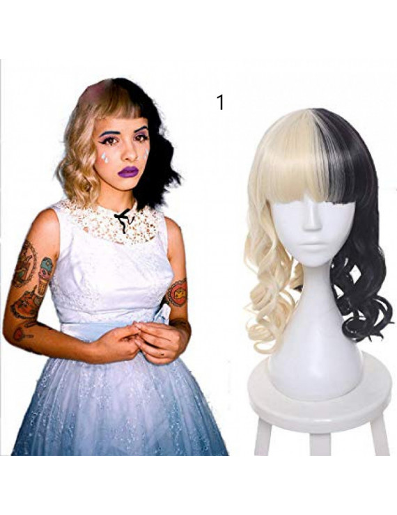 Half Blonde And Black Long Curly Melanie Martinez Wig