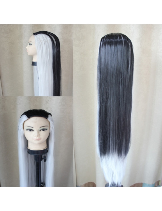 Mortal Kombat Sindel Silver Black Long Straight Cosplay Wig