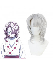 Demon Slayer Rui Long Curly Silver Cosplay Hair Wigs