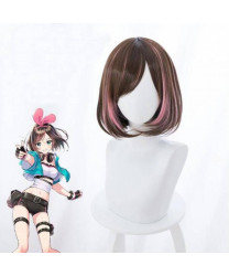 A I Channel Kizuna AI Short Brown Mixed Color Cosplay Wig