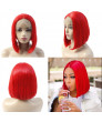 Dark Red Short Straight Bob Synthetic Hair Lace Front Wig