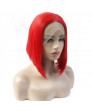 Dark Red Short Straight Bob Synthetic Hair Lace Front Wig