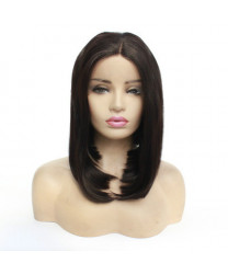 Dark Brown Short Straight Bob Synthetic Hair Lace Front Wig