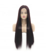 Red Wine Long Straight Synthetic Hair Lace Front Wig Middle Part Bangs