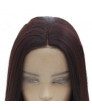 Red Wine Long Straight Synthetic Hair Lace Front Wig Middle Part Bangs