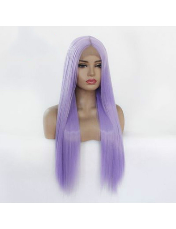 Blue Long Straight Heat Resistant Fiber Synthetic Hair Lace Front Wig