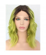 Short Bob Ash Green Synthetic Lace Front Ombre Wig 14 Inch