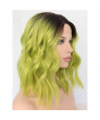 Short Bob Ash Green Synthetic Lace Front Ombre Wig 14 Inch
